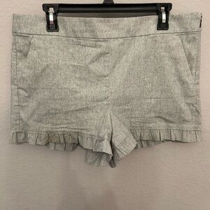 LOFT High Waist Gray Ruffle Hem Shorts